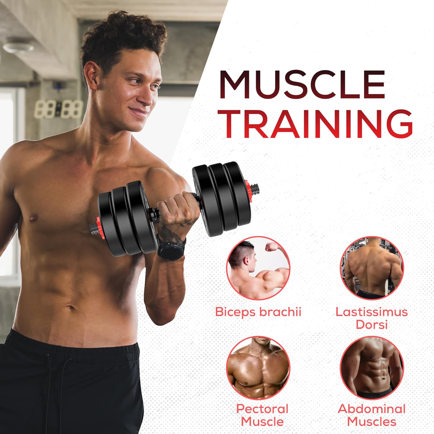 SUREPEFY 30KG Dumbbell Barbell Weight Set