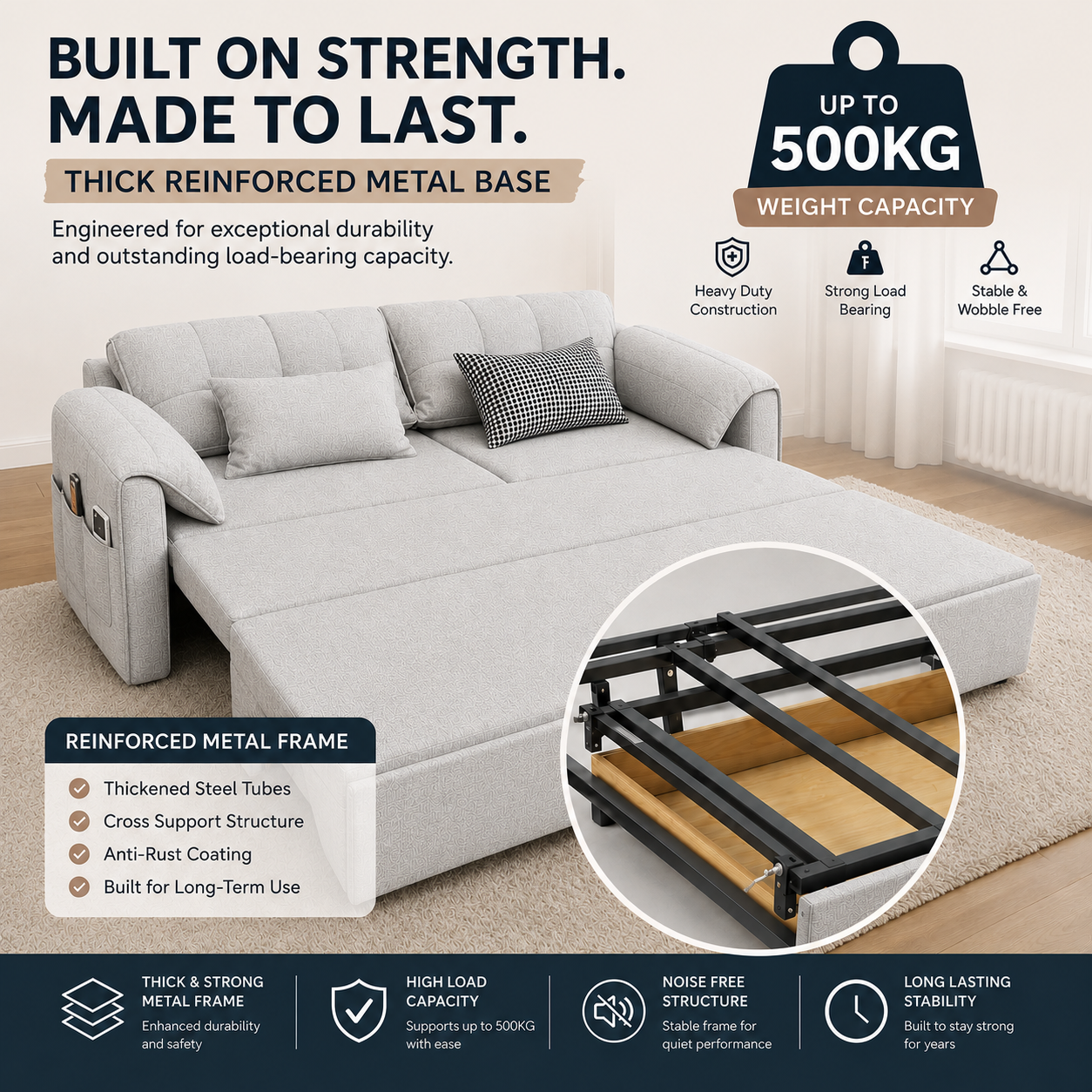 UNICORN FURNITURE Convertible Sofa Bed | Super King Pull Out Sofa Bed with Storage UK