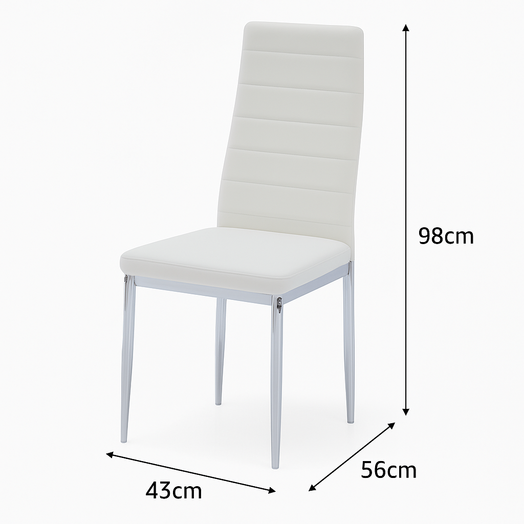 UNICORN FURNITURE 100cm Round Glass Dining Table Set with 4 Faux Leather Chairs – Modern Chrome Nest Design, Tempered Glass Top, for Restaurant Furniture Set - Kitchen & Dining Room