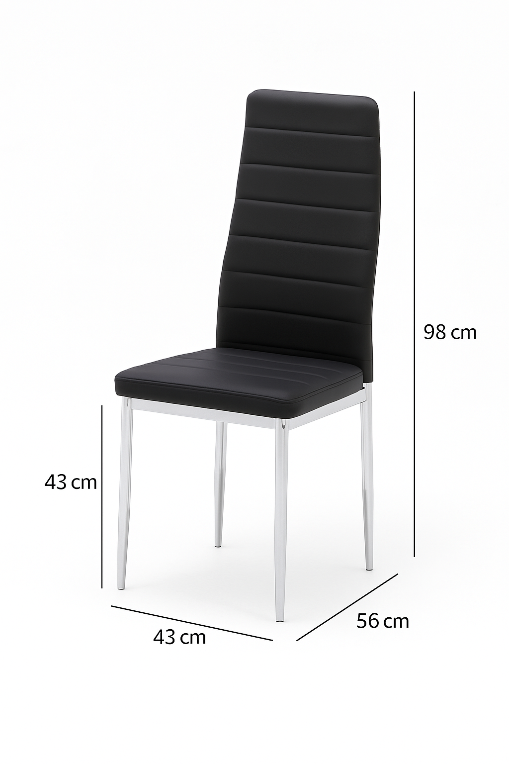 UNICORN FURNITURE 100cm Round Glass Dining Table Set with 4 Faux Leather Chairs – Modern Chrome Nest Design, Tempered Glass Top, for Restaurant Furniture Set - Kitchen & Dining Room (Black Chairs)