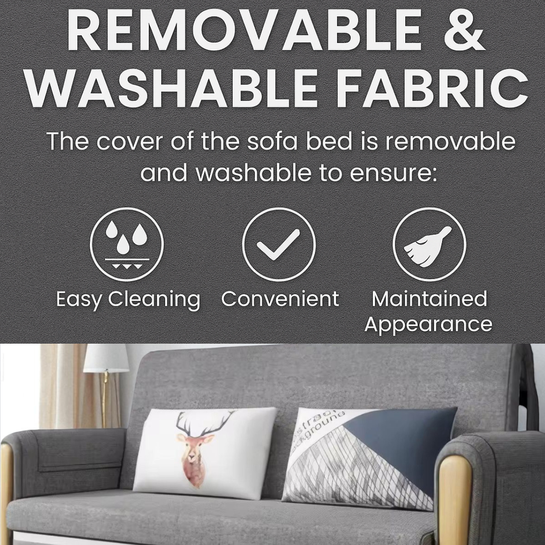 UNICORN FURNITURE Convertible Sleeper Sofa Bed Modern Reclining Foldable Bed Pull Out Sofa Bed With Storage Space Saving Multifunctional Sofabed (Grey/White Padded Armrests)