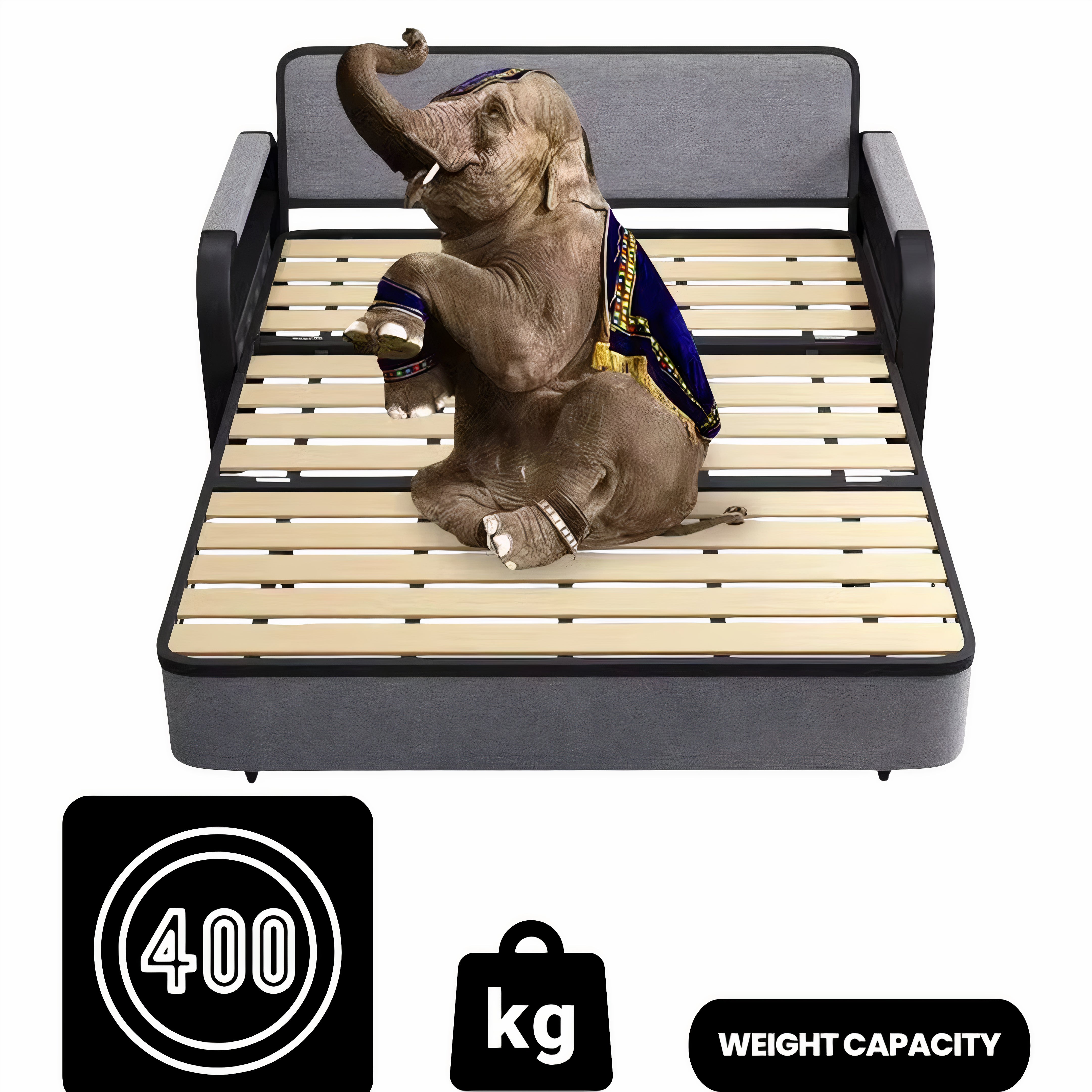 UNICORN FURNITURE Pull Out Sofa Bed with Storage – Convertible Reclining Compact Space Saving Sofabed for Small Spaces 158cm( Grey & Black)