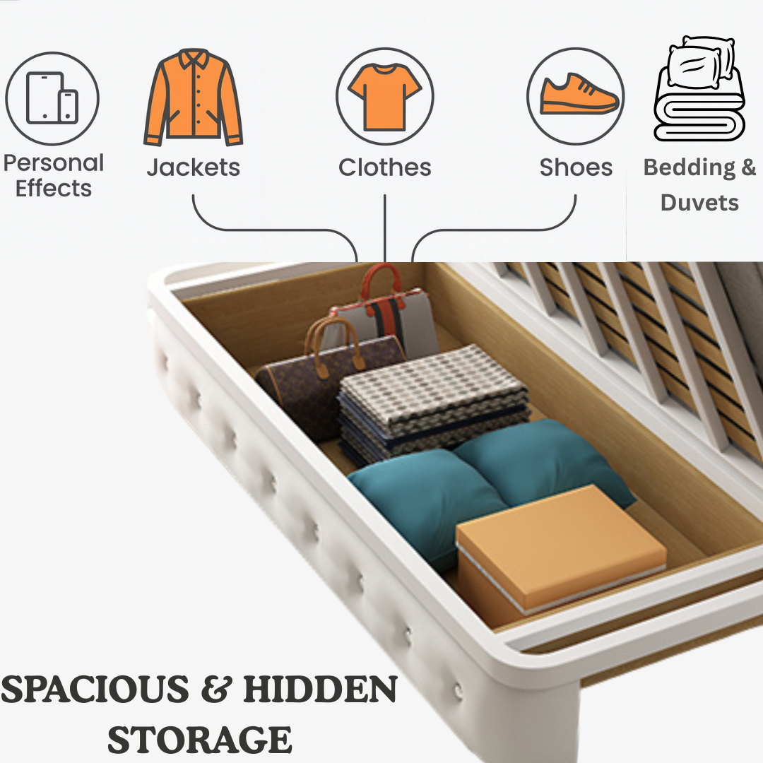 Unicorn Furniture Sofa Bed - Modern Foldable Bed Pull Out Sofa Bed with Storage Sofabed (grey fabric on white leather)