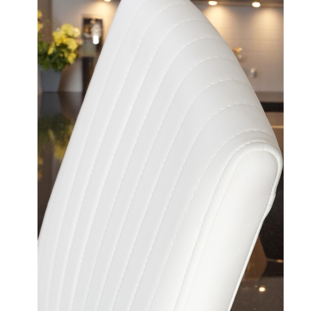 UNICORN FURNITURE 100cm Round Glass Dining Table Set with 4 Faux Leather Chairs – Modern Chrome Nest Design, Tempered Glass Top, for Kitchen & Dining Room