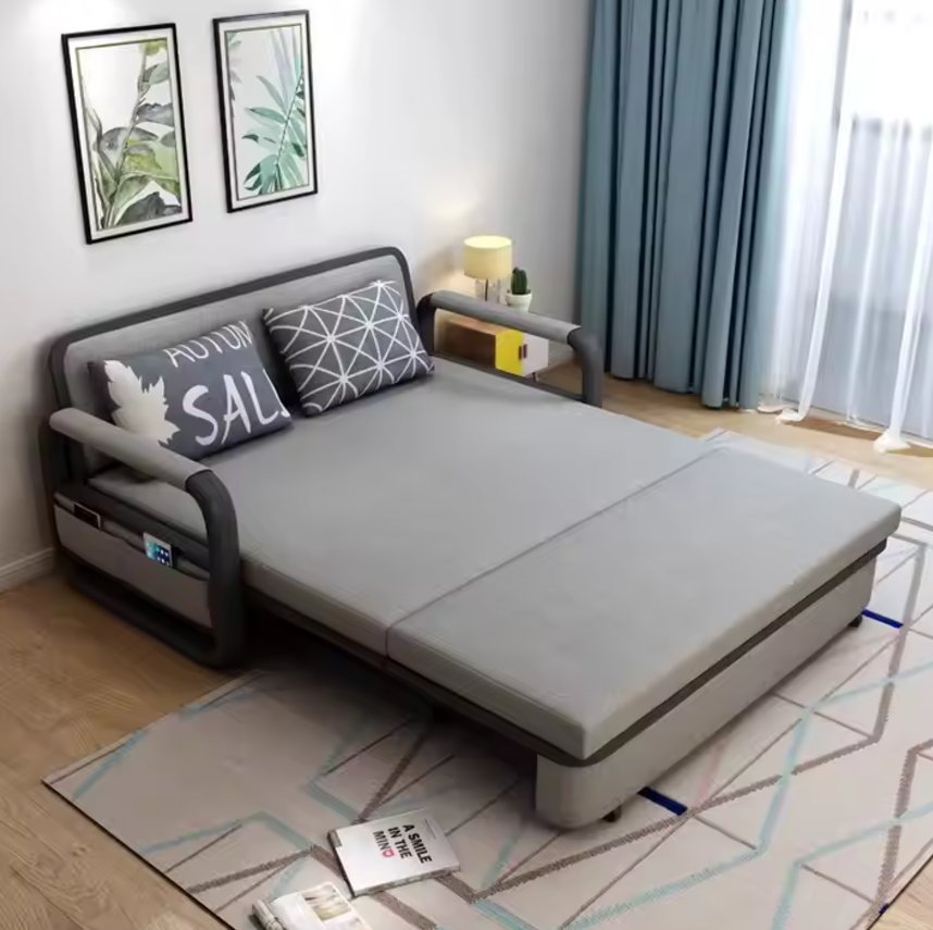 UNICORN FURNITURE Pull Out Sofa Bed with Storage – Convertible Reclining Compact Space Saving Sofabed for Small Spaces 158cm( Grey & Black)