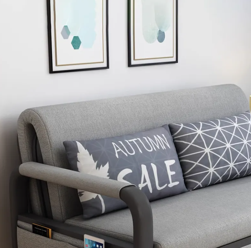 UNICORN FURNITURE Pull Out Sofa Bed with Storage – Convertible Reclining Compact Space Saving Sofabed for Small Spaces 158cm( Grey & Black)