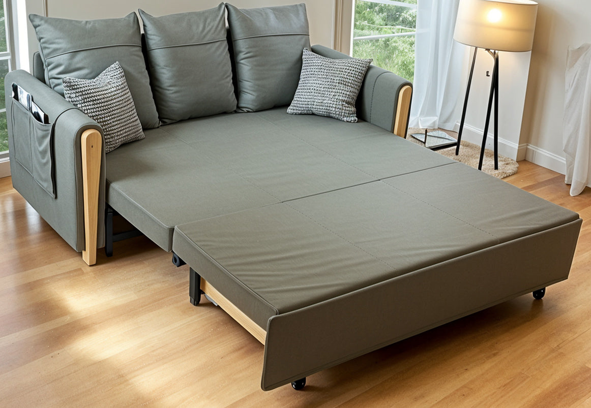 UNICORN FURNITURE Sofa Bed Modern Reclining Foldable Bed Pull Out Sofa Bed with Storage Multifunctional Convertible Space Saving Sofabed in Breathable Leathaire Fabric