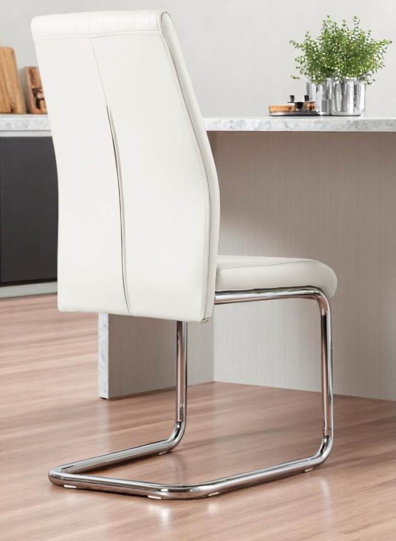 UNICORN FURNITURE 100cm Round Glass Dining Table Set with 4 Faux Leather Chairs – Modern Chrome Nest Design, Tempered Glass Top, for Kitchen & Dining Room