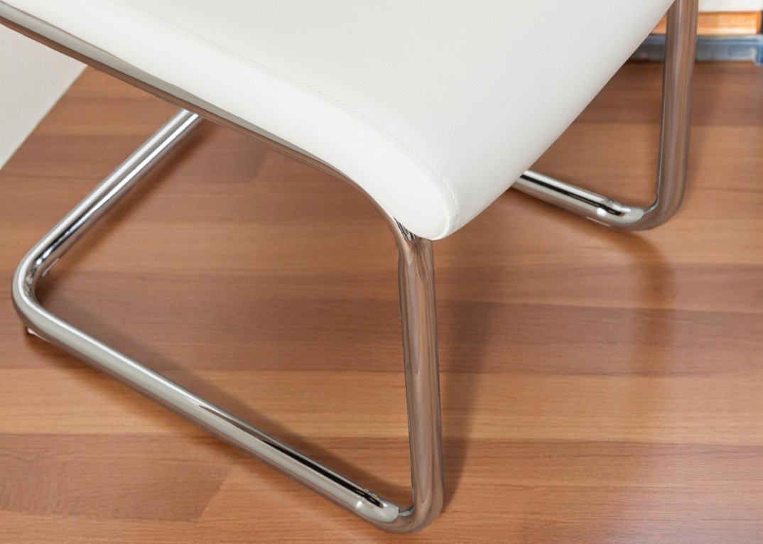 UNICORN FURNITURE 100cm Round Glass Dining Table Set with 4 Faux Leather Chairs – Modern Chrome Nest Design, Tempered Glass Top, for Kitchen & Dining Room