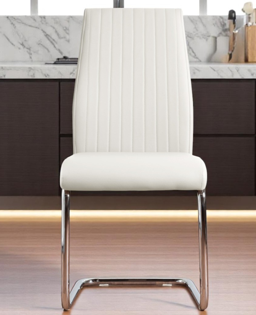 UNICORN FURNITURE 100cm Round Glass Dining Table Set with 4 Faux Leather Chairs – Modern Chrome Nest Design, Tempered Glass Top, for Kitchen & Dining Room