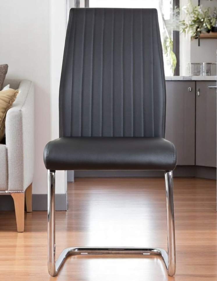 UNICORN FURNITURE 100cm Round Glass Dining Table Set with 4 Faux Leather Chairs – Modern Chrome Nest Design, Tempered Glass Top, for Kitchen & Dining Room