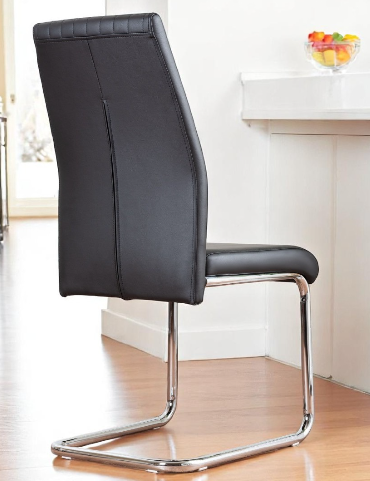 UNICORN FURNITURE 100cm Round Glass Dining Table Set with 4 Faux Leather Chairs – Modern Chrome Nest Design, Tempered Glass Top, for Kitchen & Dining Room