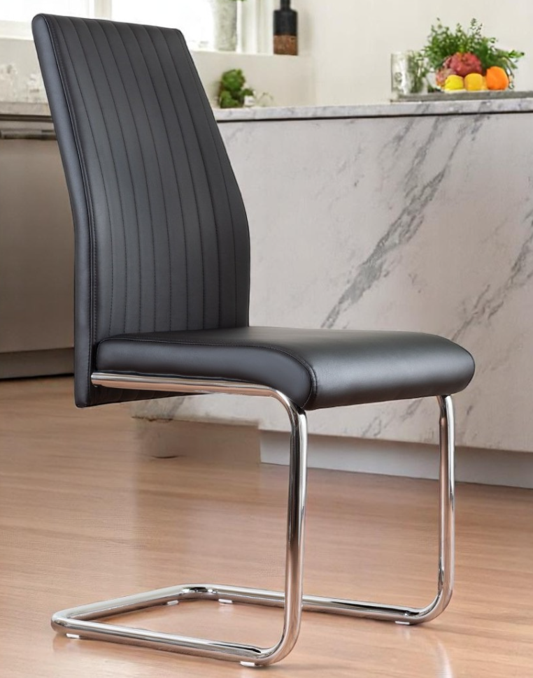 UNICORN FURNITURE 100cm Round Glass Dining Table Set with 4 Faux Leather Chairs – Modern Chrome Nest Design, Tempered Glass Top, for Kitchen & Dining Room