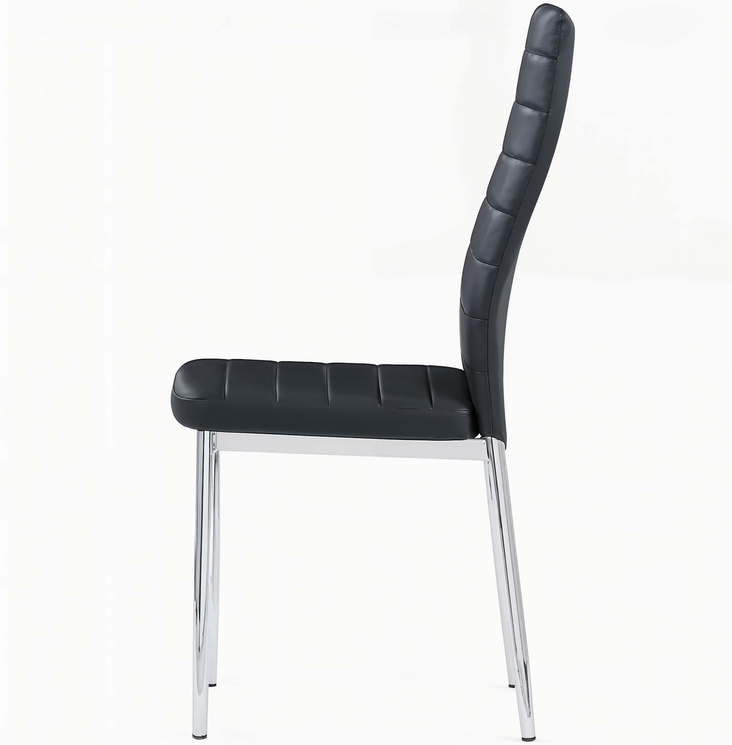 UNICORN FURNITURE 100cm Round Glass Dining Table Set with 4 Faux Leather Chairs – Modern Chrome Nest Design, Tempered Glass Top, for Restaurant Furniture Set - Kitchen & Dining Room (Black Chairs)