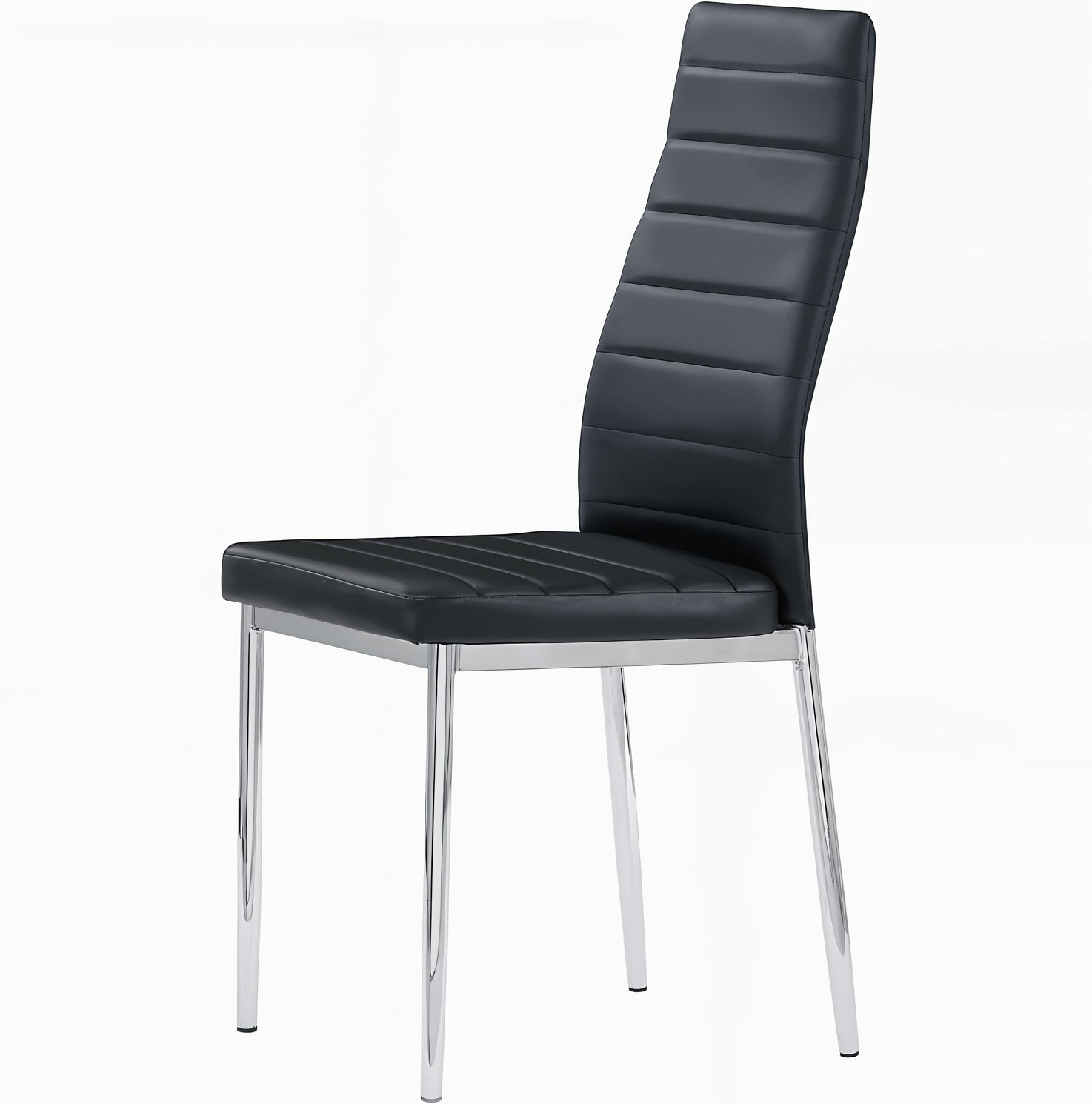 UNICORN FURNITURE 100cm Round Glass Dining Table Set with 4 Faux Leather Chairs – Modern Chrome Nest Design, Tempered Glass Top, for Restaurant Furniture Set - Kitchen & Dining Room (Black Chairs)