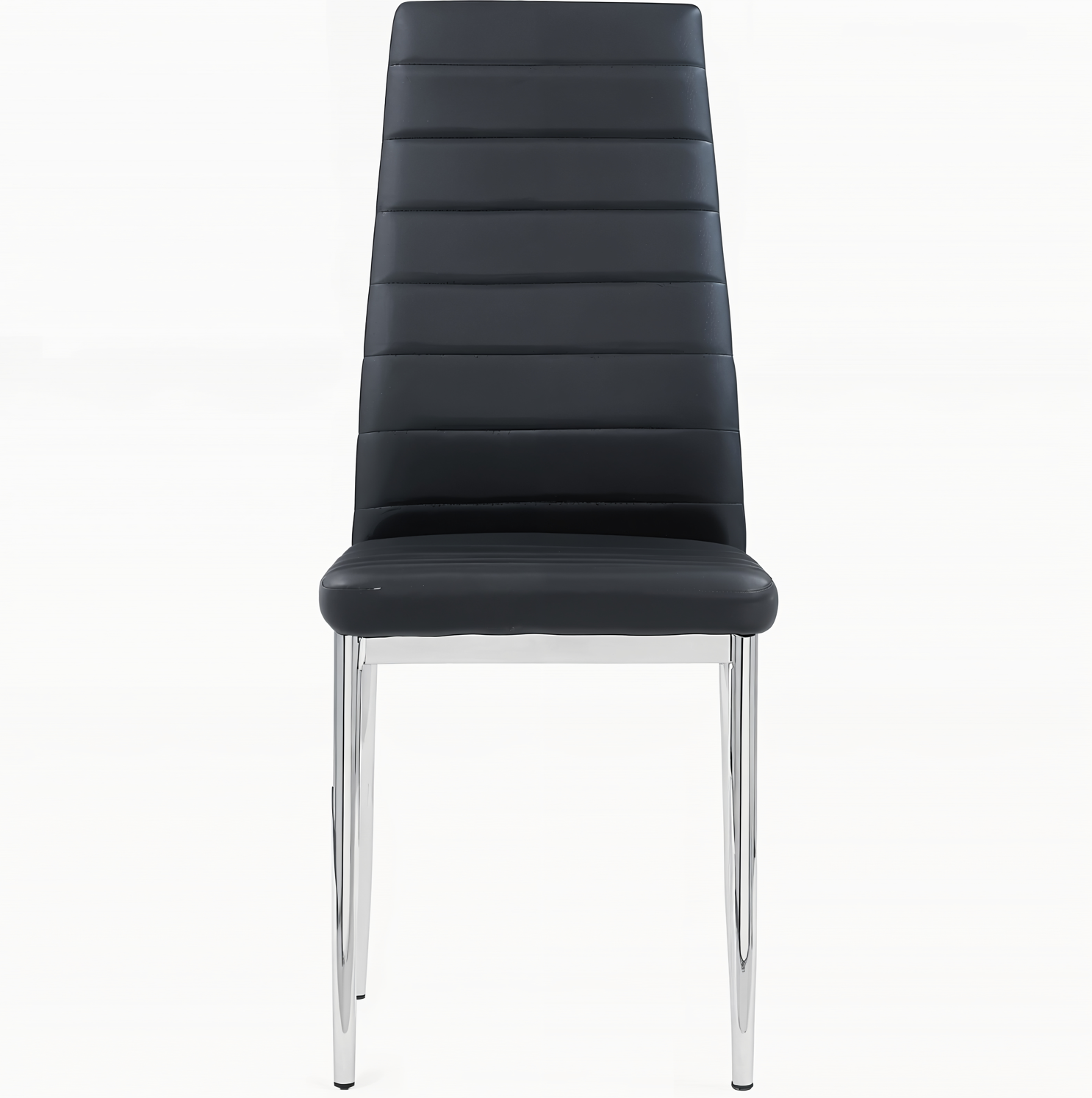 UNICORN FURNITURE 100cm Round Glass Dining Table Set with 4 Faux Leather Chairs – Modern Chrome Nest Design, Tempered Glass Top, for Restaurant Furniture Set - Kitchen & Dining Room (Black Chairs)