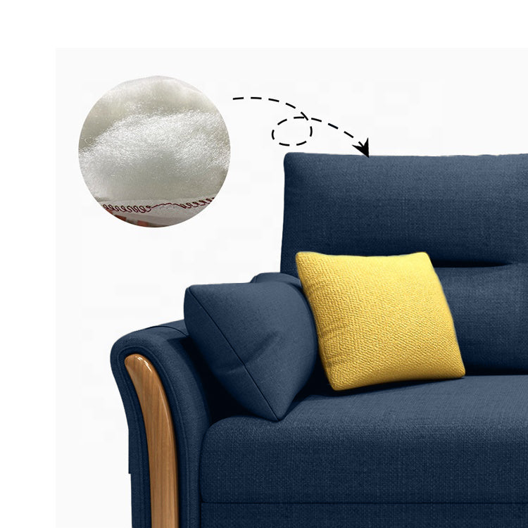 Unicorn Furniture Convertible Sofa Bed King Size Pull Out Sofabed with Storage in Cotton Fabric, Tool-Free Assembly, Modern Reclining Sleeper Couch for Living Room, Guest Room & Small Spaces (Blue)