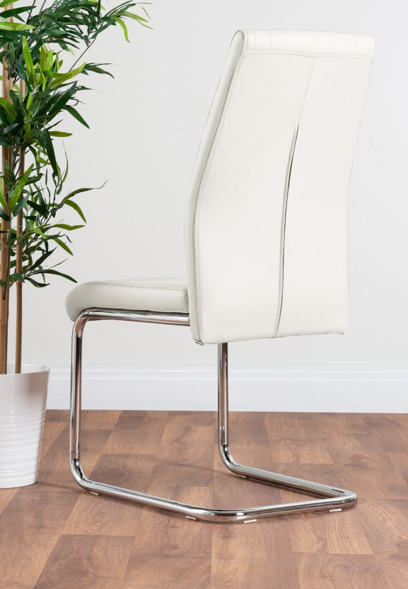 6 Seater Dining Table With Chairs - Dining Table and Chairs for 6 (Glossy Table + 6 Lorenzo Leather Chairs) White