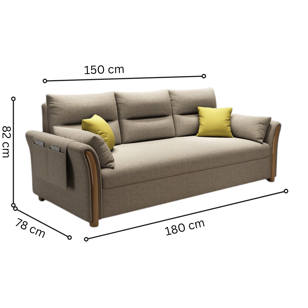 Unicorn Furniture Convertible Sofa Bed King Size Pull Out Sofabed with Storage in Cotton Fabric, Tool-Free Assembly, Modern Reclining Sleeper Couch for Living Room, Guest Room & Small Spaces (Beige)