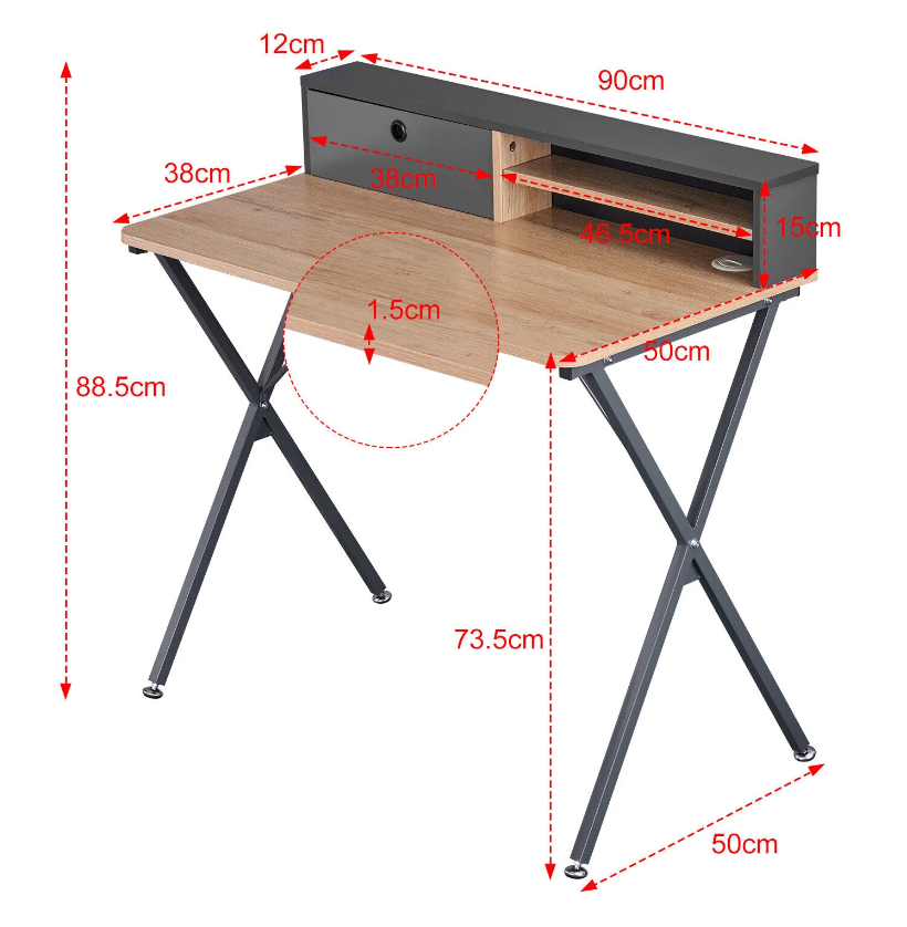 Computer Desk with Storages Gaming Workstation Home Office Laptop Writing Table