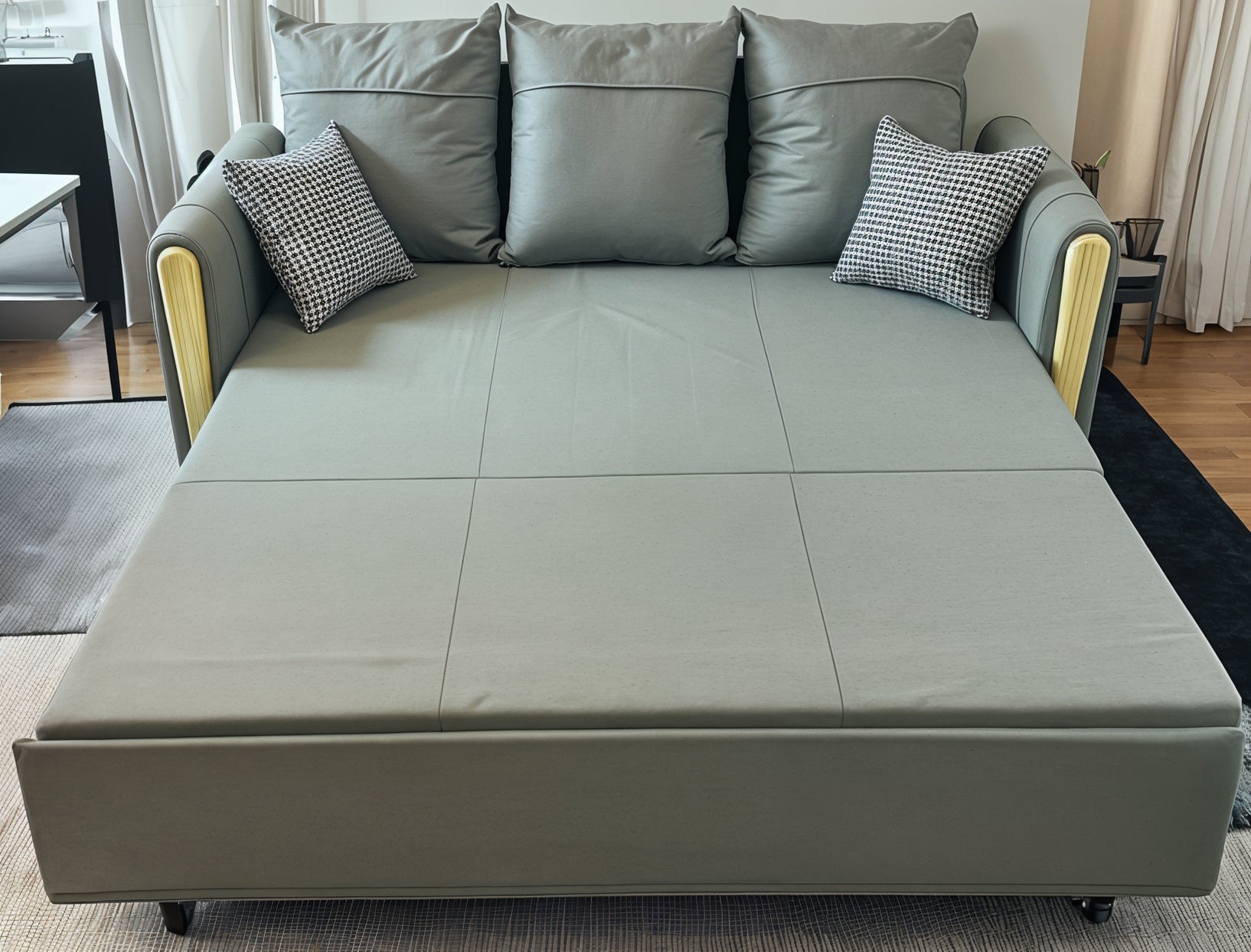 UNICORN FURNITURE Sofa Bed Modern Reclining Foldable Bed Pull Out Sofa Bed with Storage Multifunctional Convertible Space Saving Sofabed in Breathable Leathaire Fabric