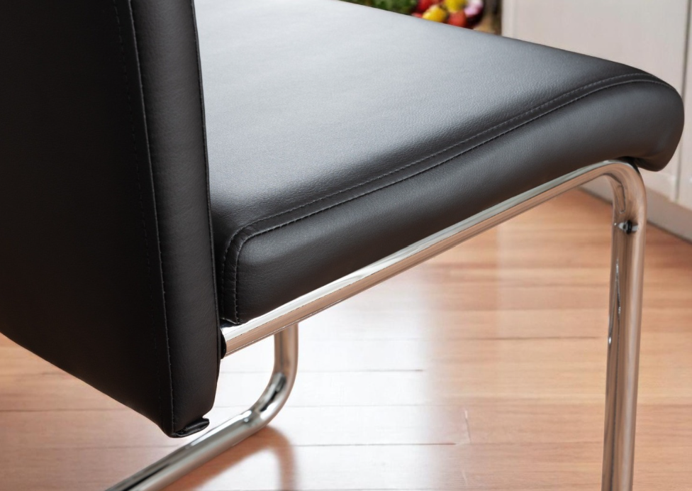 UNICORN FURNITURE 100cm Round Glass Dining Table Set with 4 Faux Leather Chairs – Modern Chrome Nest Design, Tempered Glass Top, for Kitchen & Dining Room