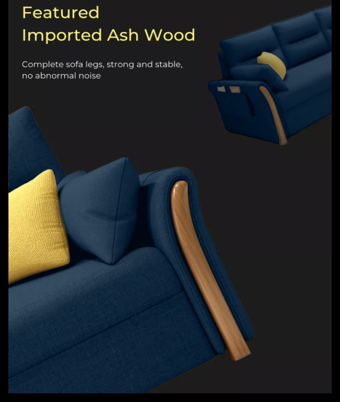 Unicorn Furniture Convertible Sofa Bed King Size Pull Out Sofabed with Storage in Cotton Fabric, Tool-Free Assembly, Modern Reclining Sleeper Couch for Living Room, Guest Room & Small Spaces (Blue)