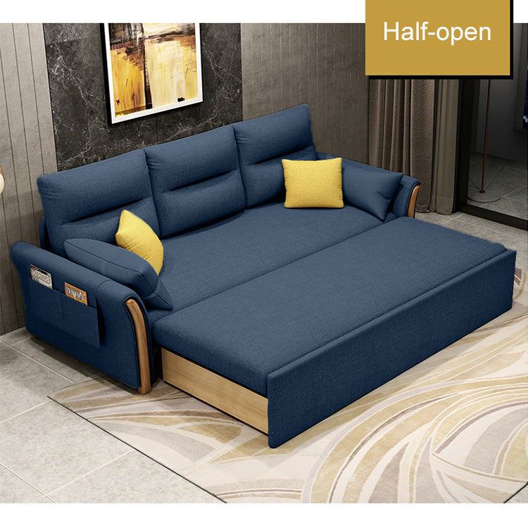 Unicorn Furniture Convertible Sofa Bed King Size Pull Out Sofabed with Storage in Cotton Fabric, Tool-Free Assembly, Modern Reclining Sleeper Couch for Living Room, Guest Room & Small Spaces (Blue)