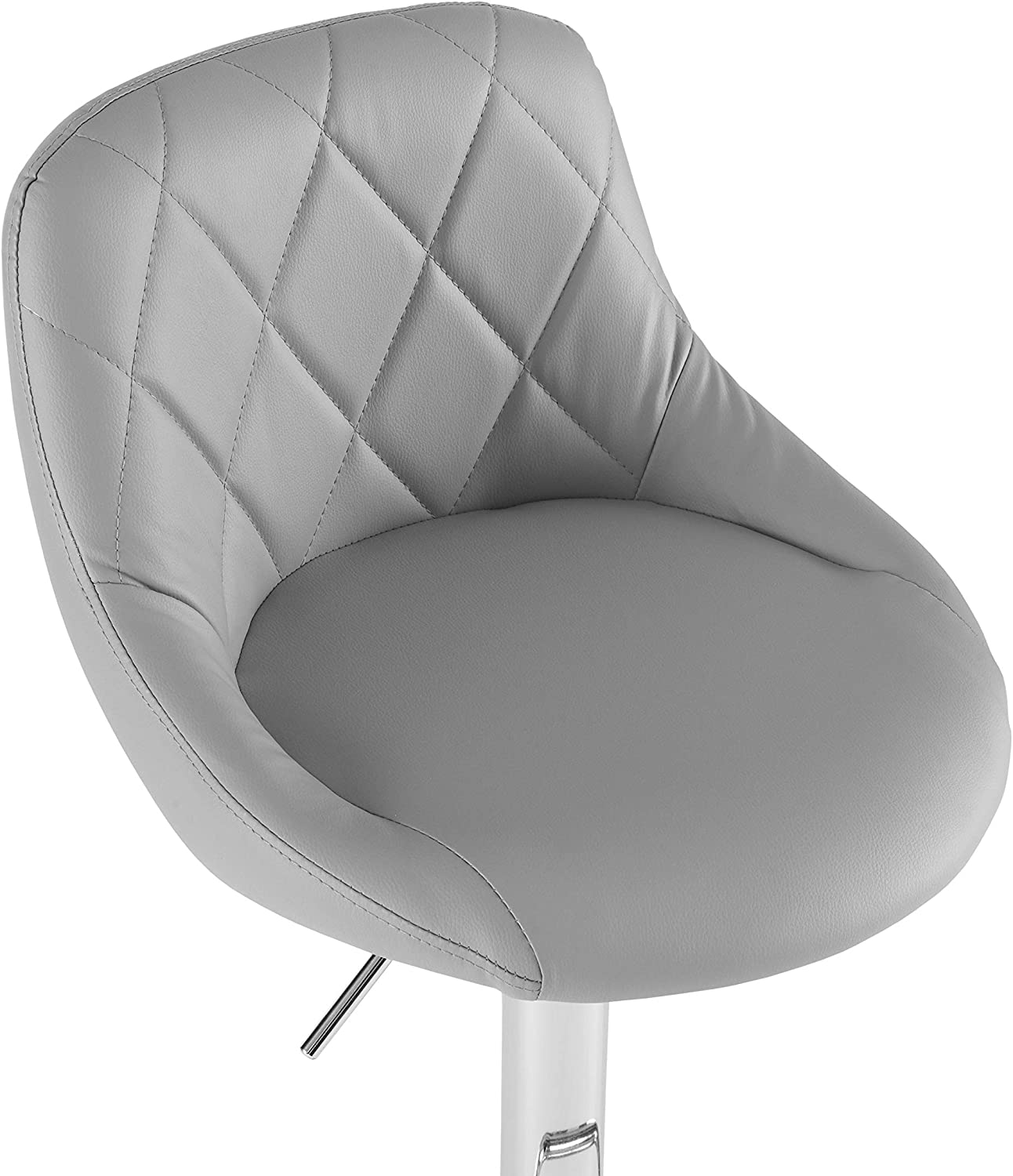 Leather Swivel Kitchen Bar Stool in Sturdy Polished Shining Chrome Footrest with height adjustable Barstool  (Grey)