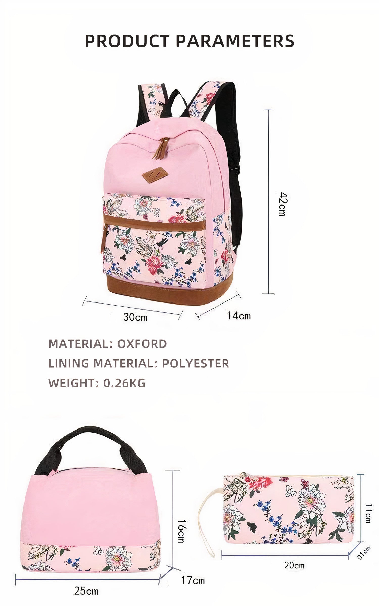 School Bags Backpack Set Bookbag with Lunch Box Bag and Pencil Case 3 in 1 Children's Backpack