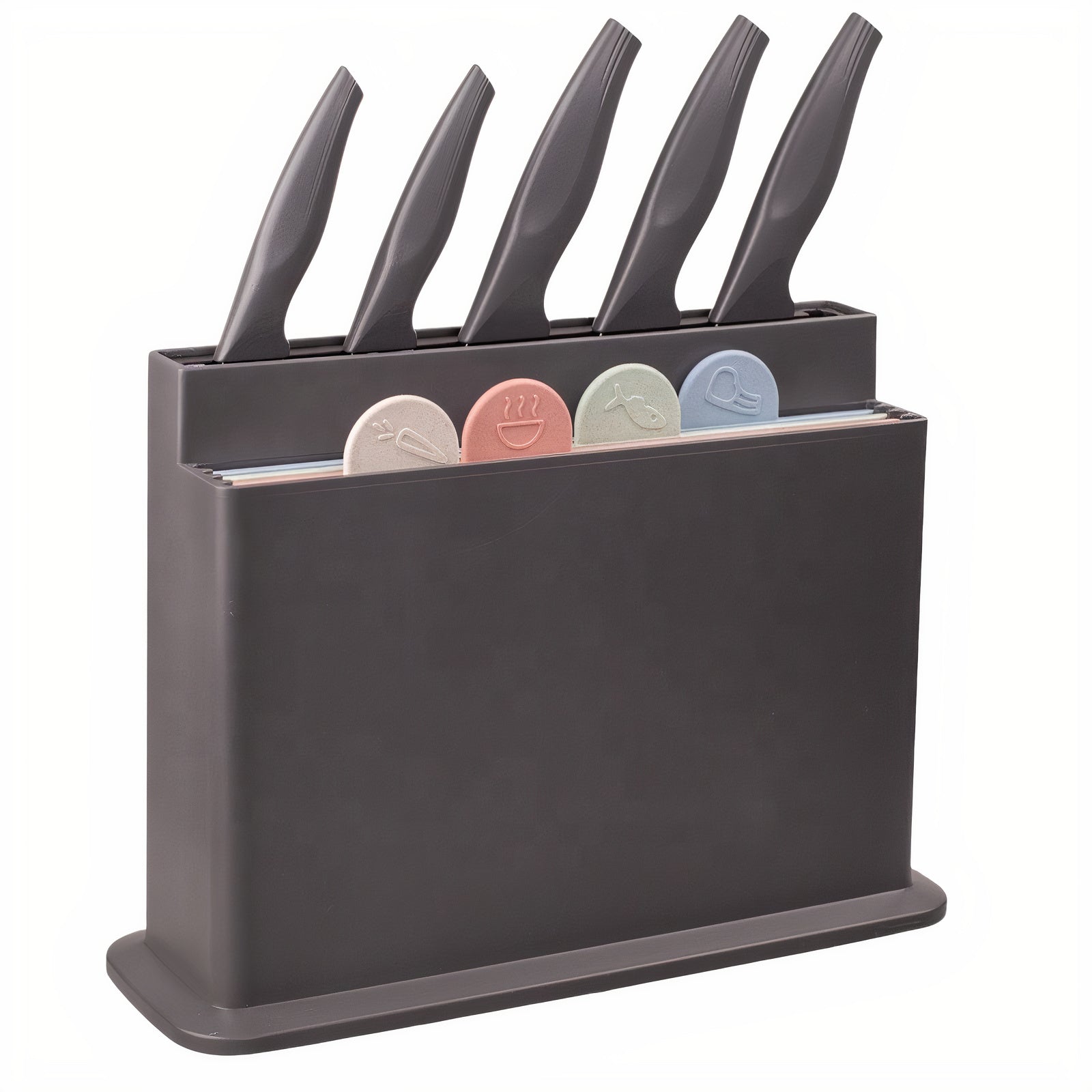 Index Chopping Board Set with Knives, 4pcs Plastic Colour Coded Chopping Board Set & 5pcs of Knives